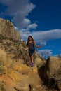 Young woman hiking Granite Mountain in Arizona