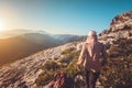 Young Woman hiking outdoor Travel Lifestyle concept Royalty Free Stock Photo