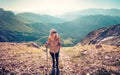 Young Woman hiking outdoor Travel Lifestyle concept Royalty Free Stock Photo