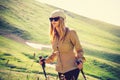 Young Woman hiking Travel Lifestyle concept Summer journey Royalty Free Stock Photo
