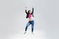 Young woman hip hop dancer, in the Studio on a Royalty Free Stock Photo