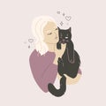 Young Woman With His Pet Cat Royalty Free Stock Photo
