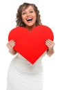 Young woman holding big red heart Royalty Free Stock Photo