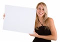 Young Woman Holding a Blank White Sign