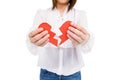 Young woman holding broken heart Royalty Free Stock Photo