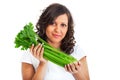 Young woman holding celery Royalty Free Stock Photo