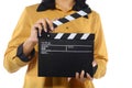 Young Woman Holding Clapperboard Royalty Free Stock Photo