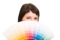 Young woman holding a color palette. Royalty Free Stock Photo