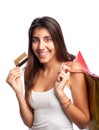 Young woman holding credit card Royalty Free Stock Photo