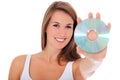 Young woman holding dvd Royalty Free Stock Photo