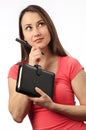 Young woman holding a filofax Royalty Free Stock Photo