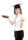 Young woman holding graduate diploma