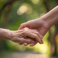 young woman holding the hand of a senior 1