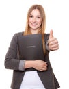 Young woman holding her application file Royalty Free Stock Photo