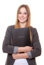 Young woman holding her application file Royalty Free Stock Photo