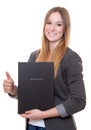 Young woman holding her application file Royalty Free Stock Photo