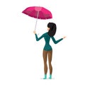 Young woman holding her umbrella putting out his hand checks Royalty Free Stock Photo