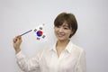 Young woman holding Korean flag