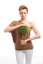 Young woman holding potted plant Royalty Free Stock Photo