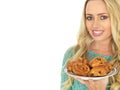 Young Woman Holding a Selection of Danish Pastries Royalty Free Stock Photo
