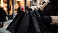 Young woman holding shopping bag in city boutique generated by AI Royalty Free Stock Photo