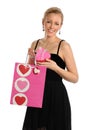 Young Woman Holding Shopping Bag and Gift Box Royalty Free Stock Photo