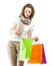 Young woman holding shopping paper bags Royalty Free Stock Photo