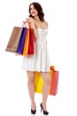 Young woman holding small empty shopping bags Royalty Free Stock Photo