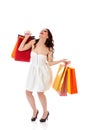 Young woman holding small empty shopping bags Royalty Free Stock Photo