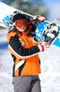 young woman holding a snowboard Royalty Free Stock Photo