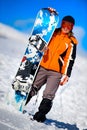 Young woman holding a snowboard Royalty Free Stock Photo