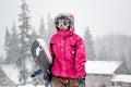 Young woman holding snowboard Royalty Free Stock Photo