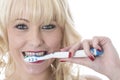 Young Woman Holding Tooth Brush Brushing Teeth Royalty Free Stock Photo