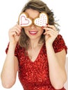 Young Woman Holding Valentines Ginger Biscuits Royalty Free Stock Photo