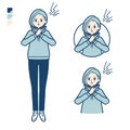 A Young woman in a hoodie with Making a Cross with arms images