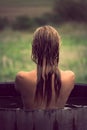 Young woman in hot tub Royalty Free Stock Photo