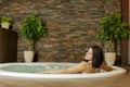 Young woman in the hot tub Royalty Free Stock Photo