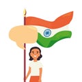 young woman with indian flag indepedence day