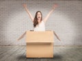 Young woman inside a Box Royalty Free Stock Photo