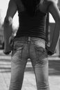 Young Woman in Jeans backside Royalty Free Stock Photo