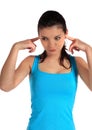 Young woman keeps her ears shut Royalty Free Stock Photo