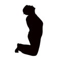 A young woman kneeling down, silhouette vector