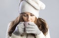 Young woman drinking hot coffee Royalty Free Stock Photo