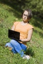 young woman with laptop Royalty Free Stock Photo