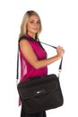 Young woman with laptop case Royalty Free Stock Photo