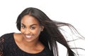 Young woman laughing with hair blowing Royalty Free Stock Photo