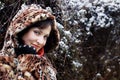 Young woman in leopard fur coat Royalty Free Stock Photo