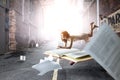 Young woman levitates while reading a book Royalty Free Stock Photo