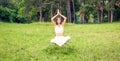 Young woman levitating in yoga position, meditation Royalty Free Stock Photo