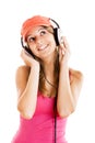 Young woman listen music